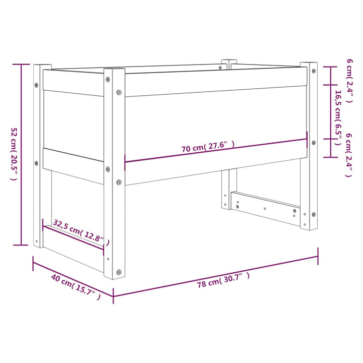 plantekasse 78x40x52 cm massivt fyrretræ