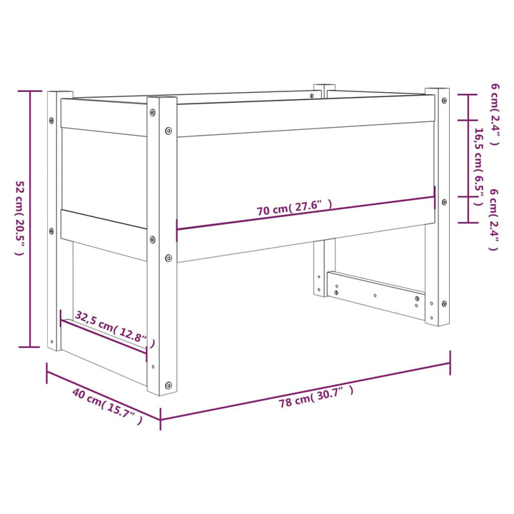 plantekasse 78x40x52 cm massivt fyrretræ hvid