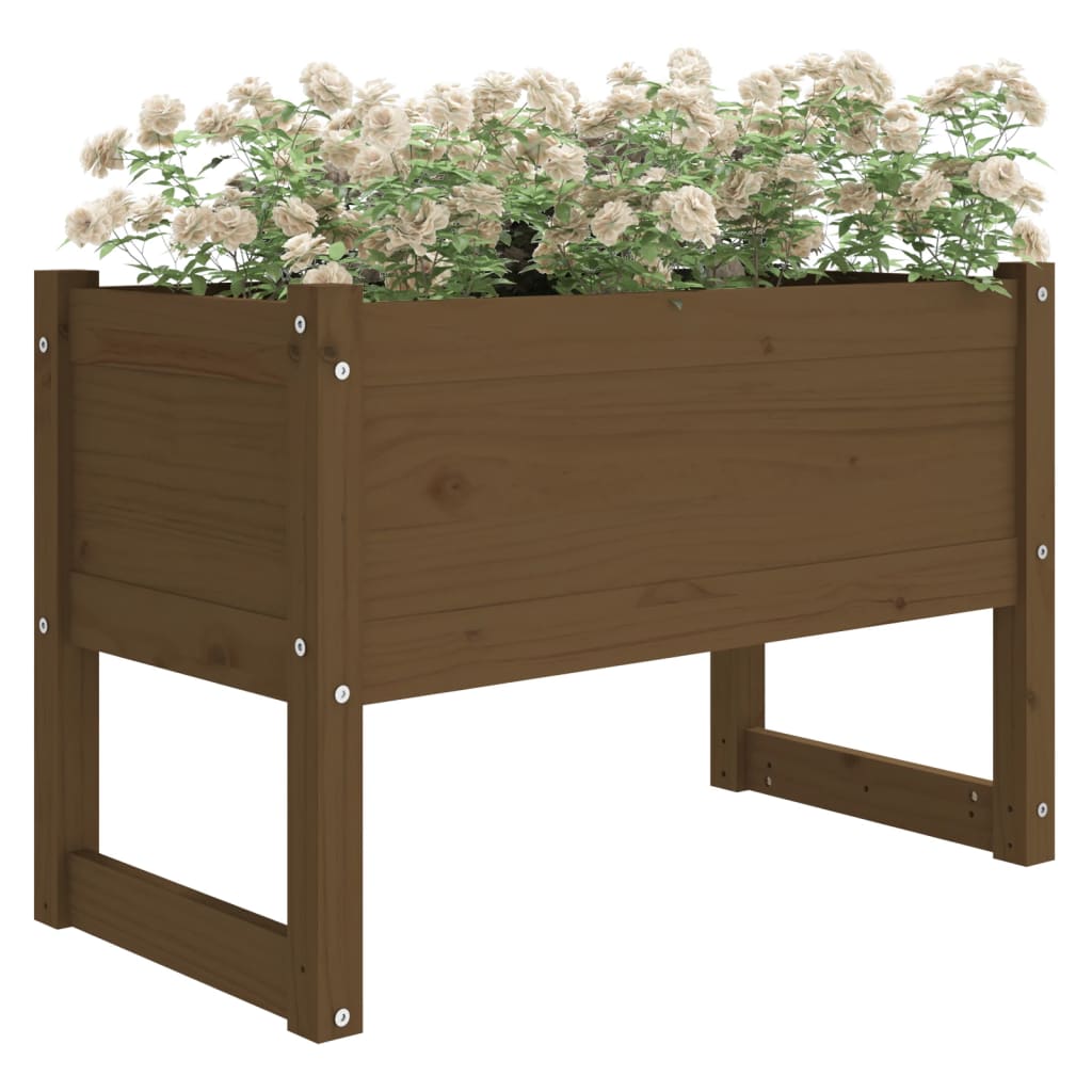 plantekasse 78x40x52 cm massivt fyrretræ gyldenbrun