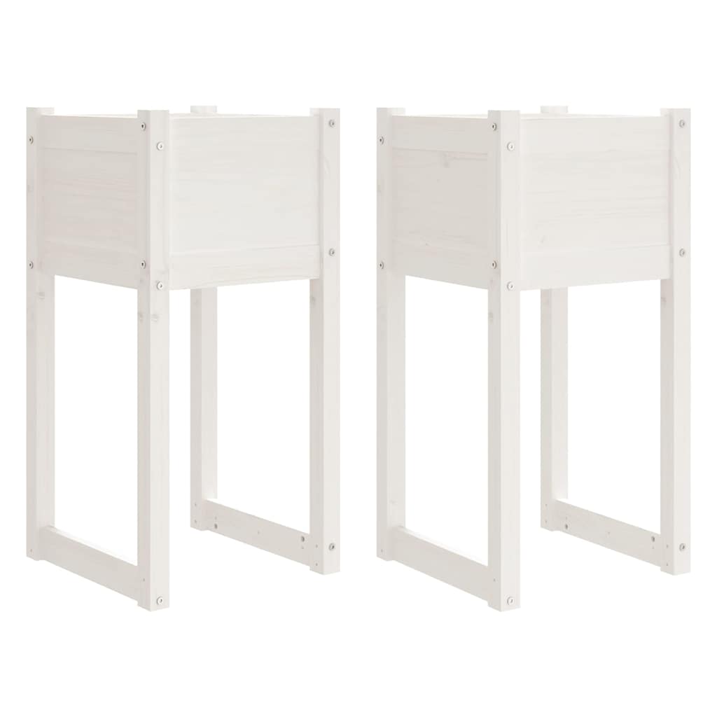 plantekasser 2 stk. 40x40x81 cm massivt fyrretræ hvid