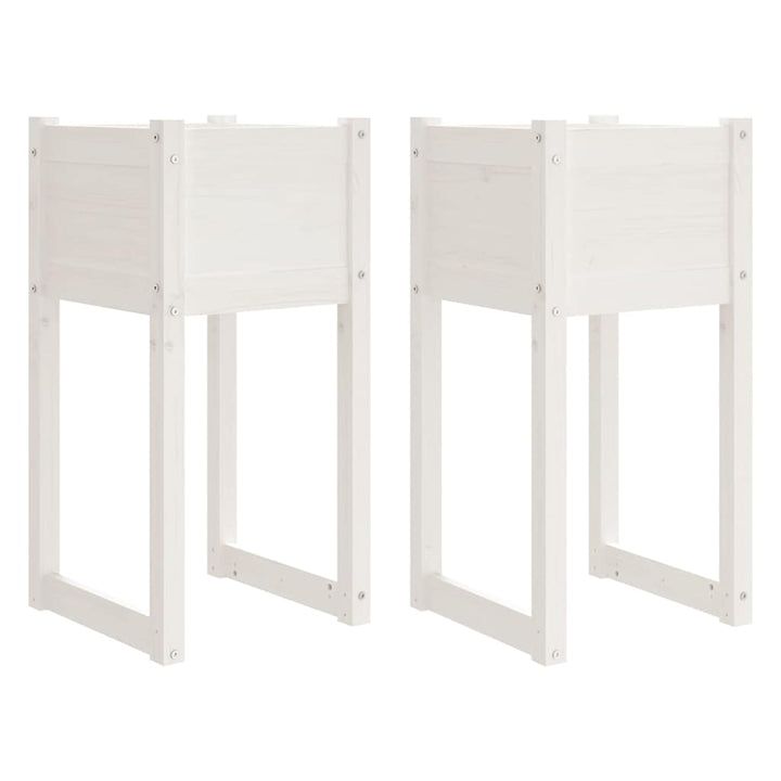 plantekasser 2 stk. 40x40x81 cm massivt fyrretræ hvid
