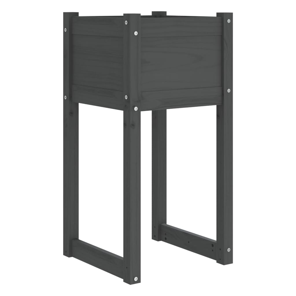 plantekasse 40x40x81 cm massivt fyrretræ grå