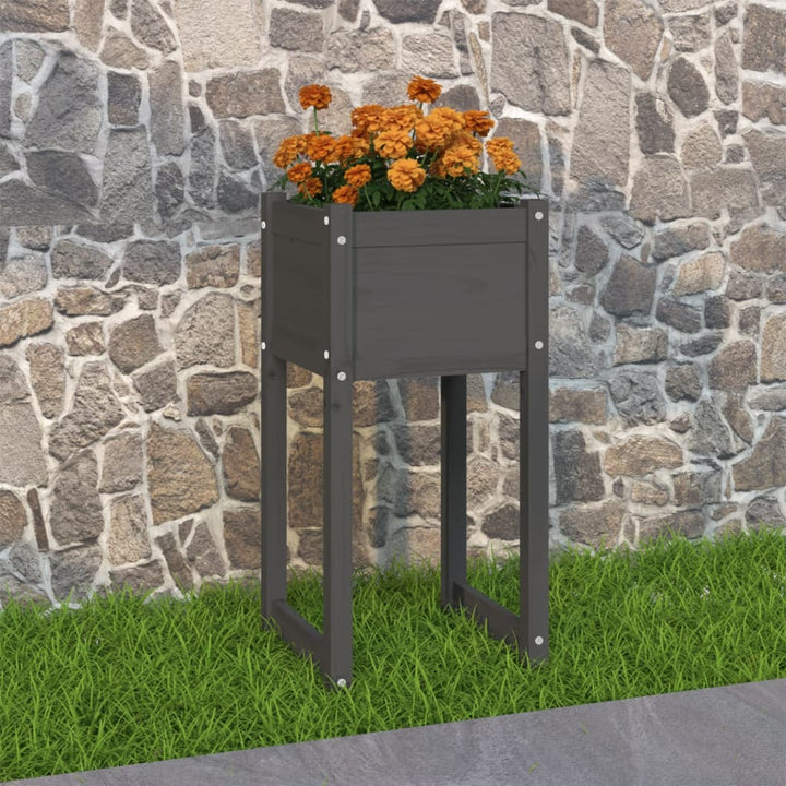 plantekasse 40x40x81 cm massivt fyrretræ grå