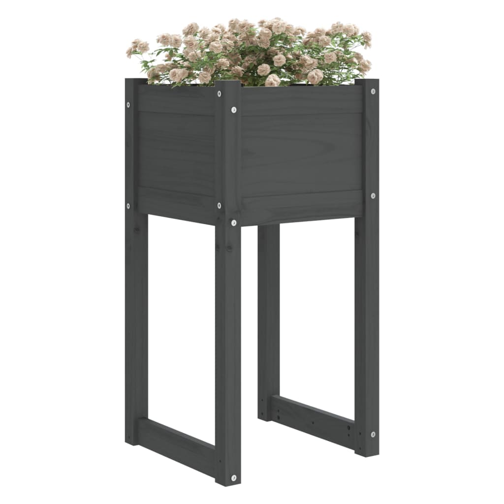 plantekasser 2 stk. 40x40x81 cm massivt fyrretræ grå
