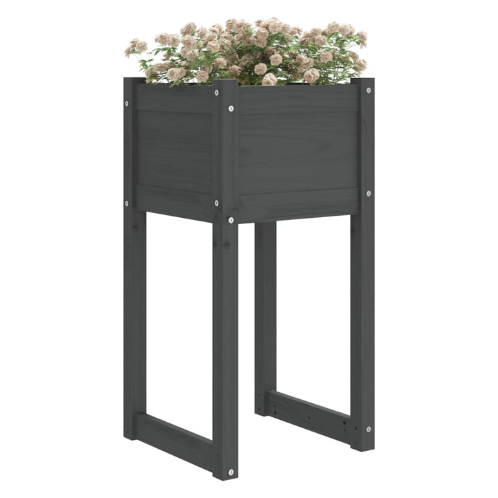 plantekasser 2 stk. 40x40x81 cm massivt fyrretræ grå