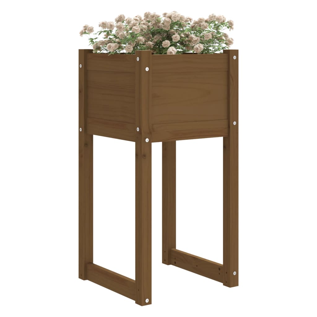 plantekasse 40x40x81 cm massivt fyrretræ gyldenbrun