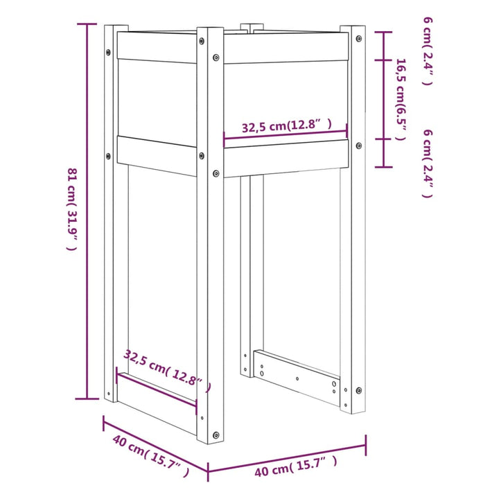 plantekasse 40x40x81 cm massivt fyrretræ gyldenbrun