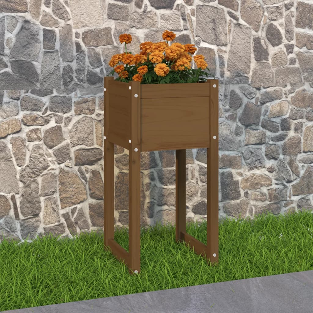 plantekasse 40x40x81 cm massivt fyrretræ gyldenbrun