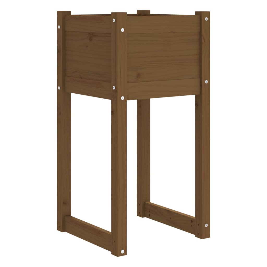 plantekasser 2 stk. 40x40x81 cm massivt fyrretræ gyldenbrun