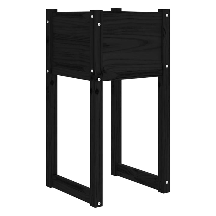 plantekasser 2 stk. 40x40x81 cm massivt fyrretræ sort