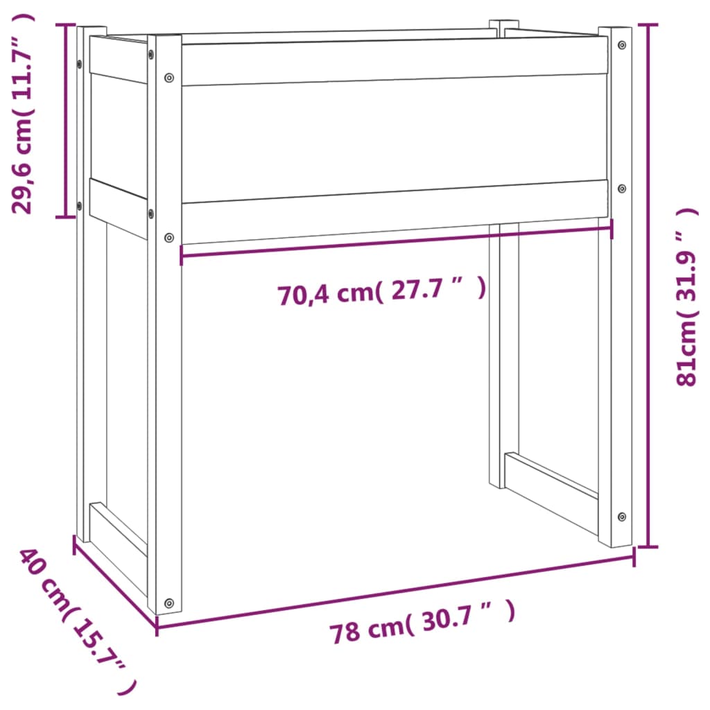 plantekasse 78x40x81 cm massivt fyrretræ