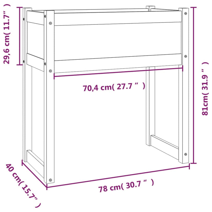plantekasse 78x40x81 cm massivt fyrretræ