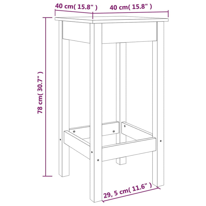 barstole 2 stk. 40x40x78 cm massivt fyrretræ hvid
