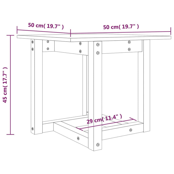 sofabord 50x50x45 cm massivt fyrretræ grå