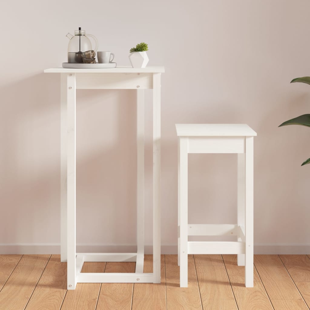 barbord 60x60x110 cm massivt fyrretræ hvid