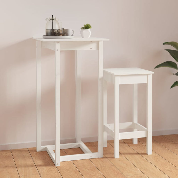 barbord 60x60x110 cm massivt fyrretræ hvid