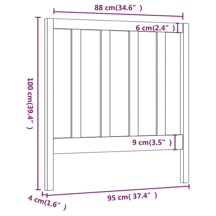 sengegavl 95x4x100 cm massivt fyrretræ hvid