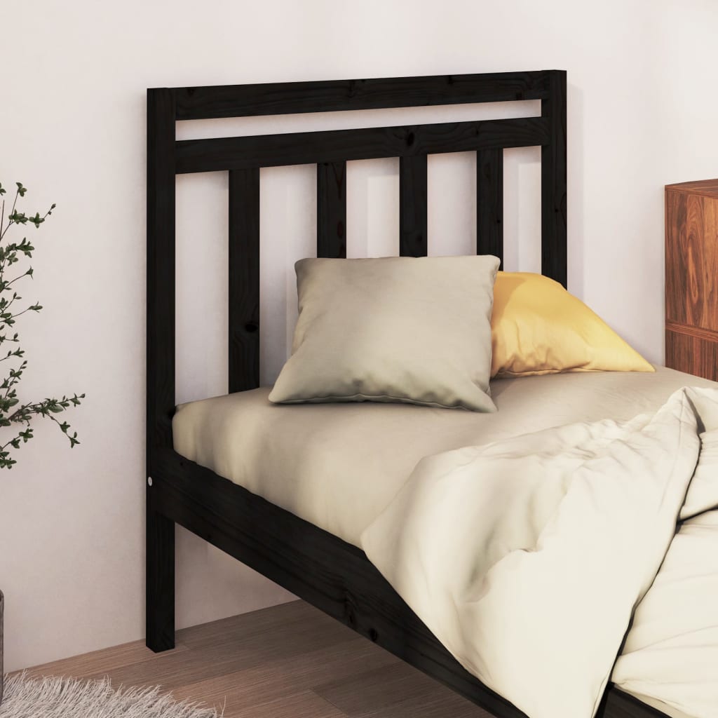 sengegavl 95x4x100 cm massivt fyrretræ sort