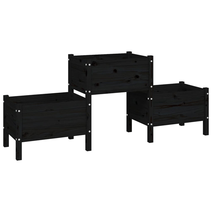plantekasse 178,5x44x75 cm massivt fyrretræ sort