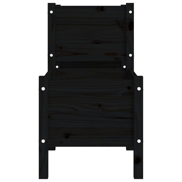 plantekasse 178,5x44x75 cm massivt fyrretræ sort