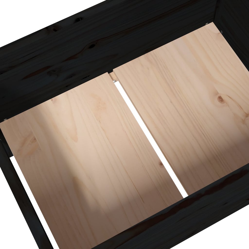 plantekasse 178,5x44x75 cm massivt fyrretræ sort