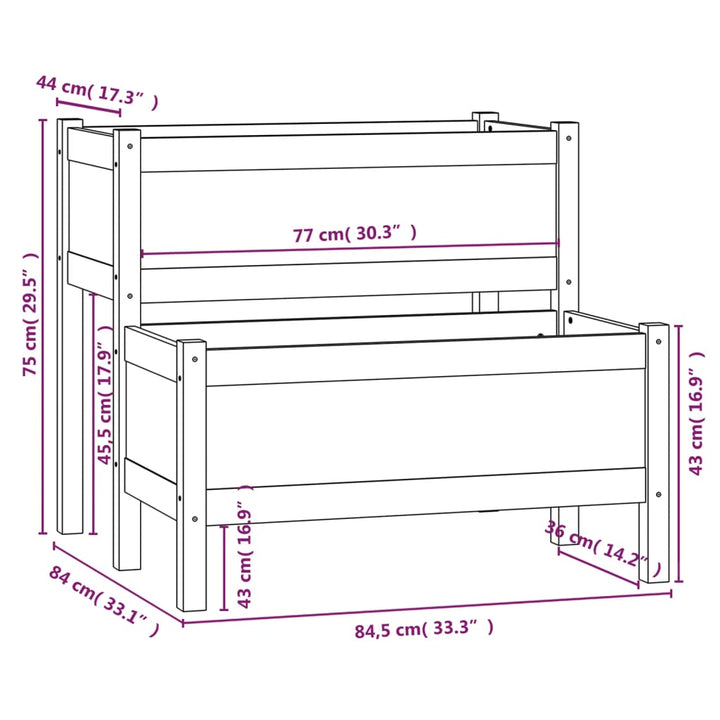 plantekasse 84,5x84x75 cm massivt fyrretræ hvid