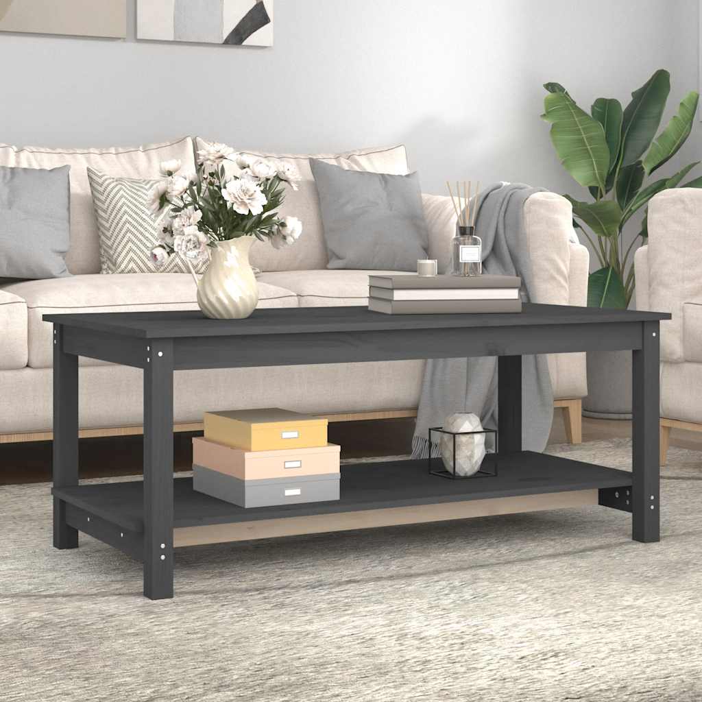 sofabord 110x55x45 cm massivt fyrretræ grå