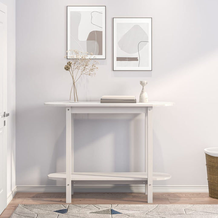 konsolbord 110x40x80 cm massivt fyrretræ hvid