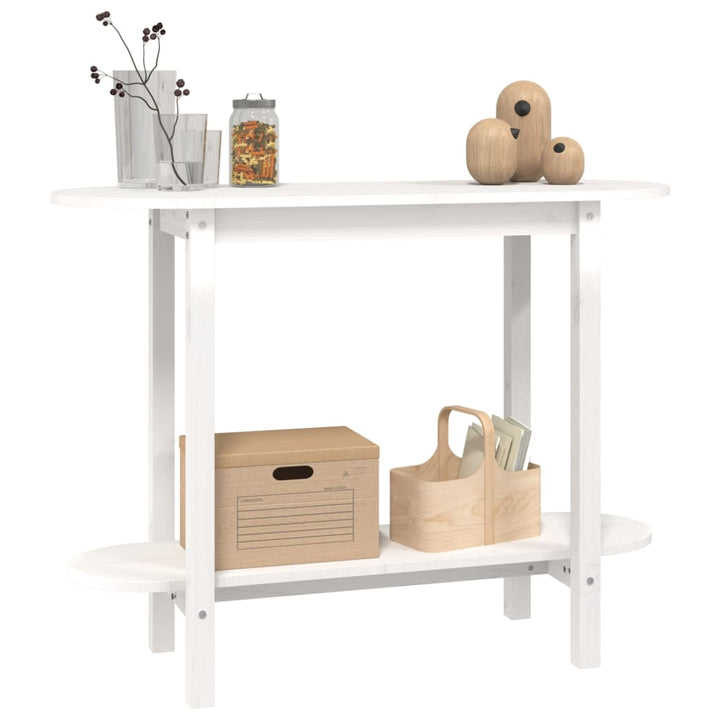 konsolbord 110x40x80 cm massivt fyrretræ hvid
