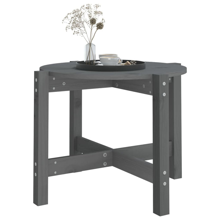 sofabord Ø 62,5x45 cm massivt fyrretræ grå