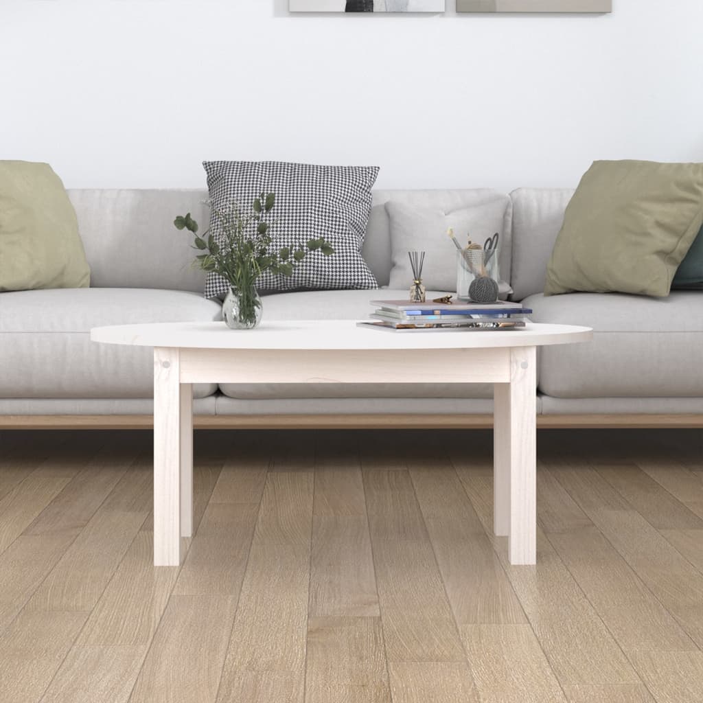 sofabord 80x40x35 cm massivt fyrretræ hvid