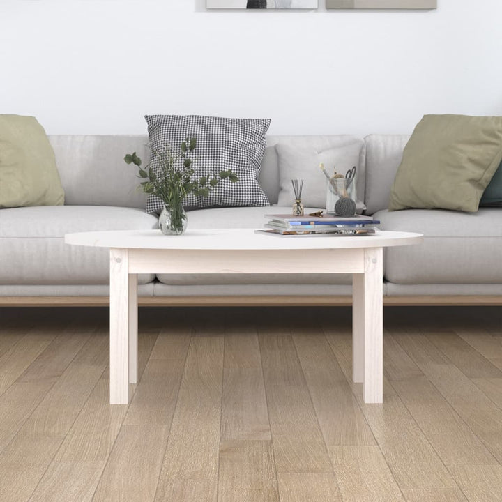 sofabord 80x40x35 cm massivt fyrretræ hvid