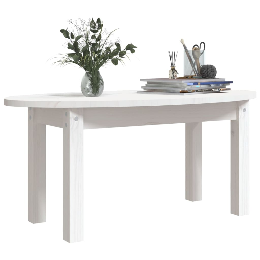 sofabord 80x40x35 cm massivt fyrretræ hvid