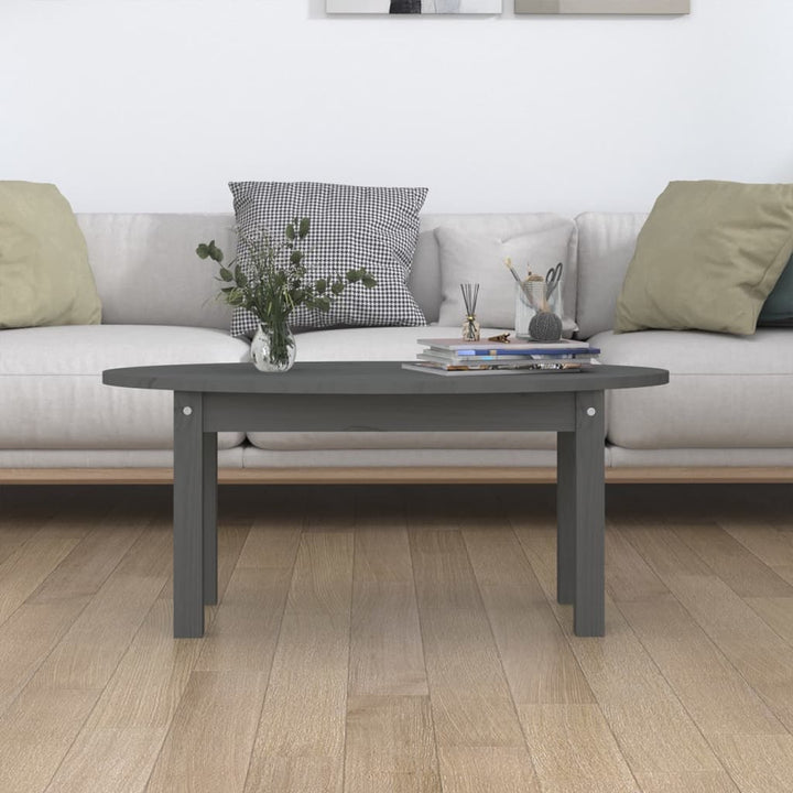 sofabord 80x40x35 cm massivt fyrretræ grå