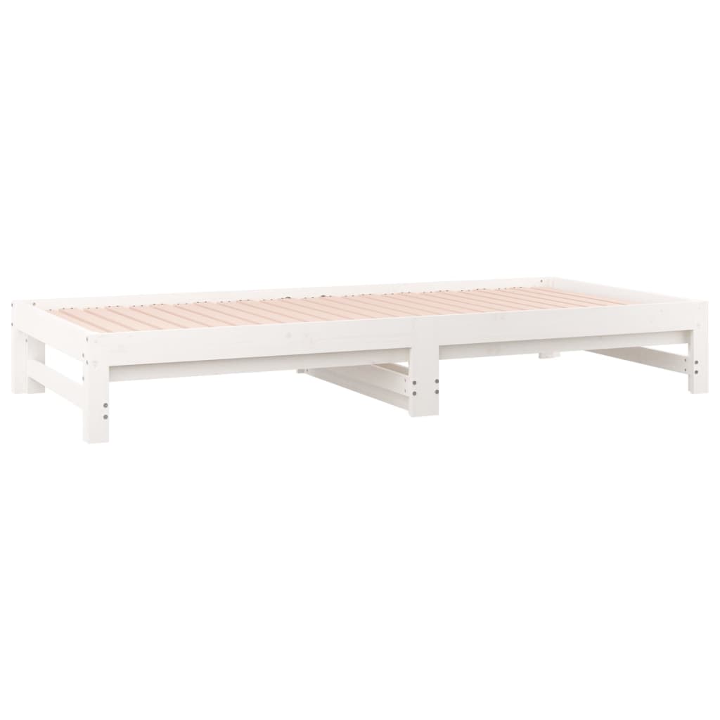 daybed med udtræk 2x(90x190) cm massivt fyrretræ hvid