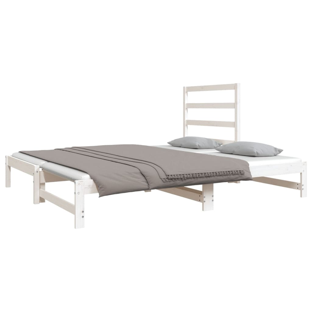 daybed med udtræk 2x(90x190) cm massivt fyrretræ hvid