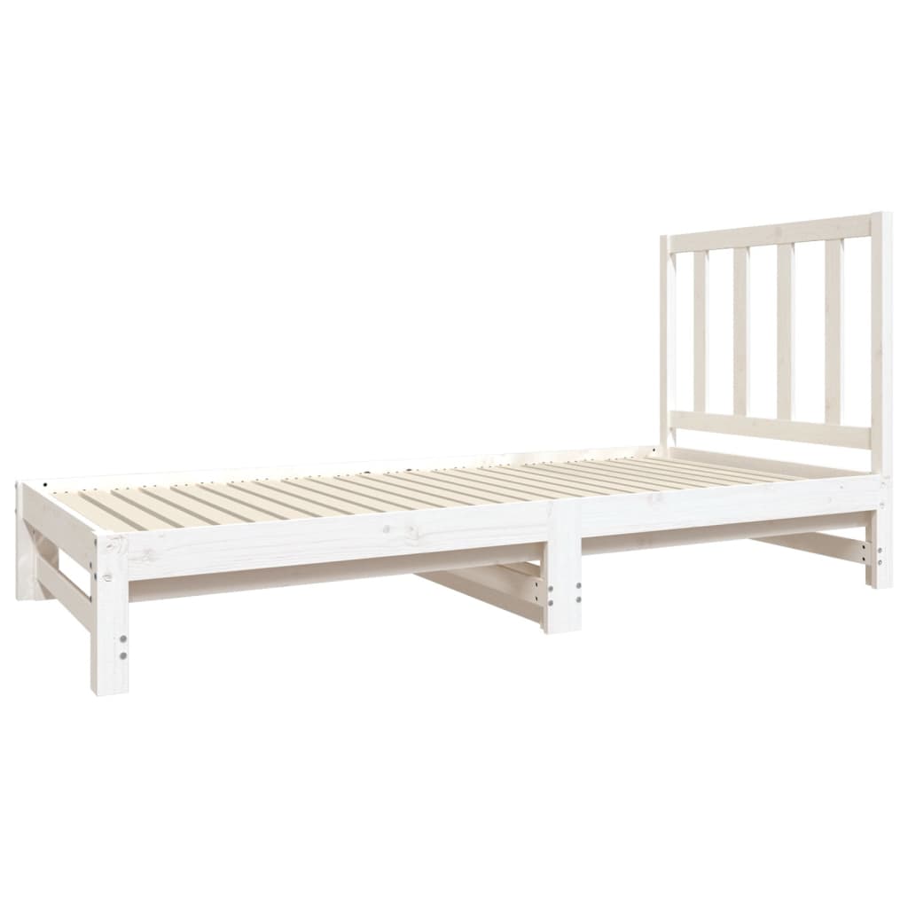 daybed med udtræk 2x(90x190) cm massivt fyrretræ hvid