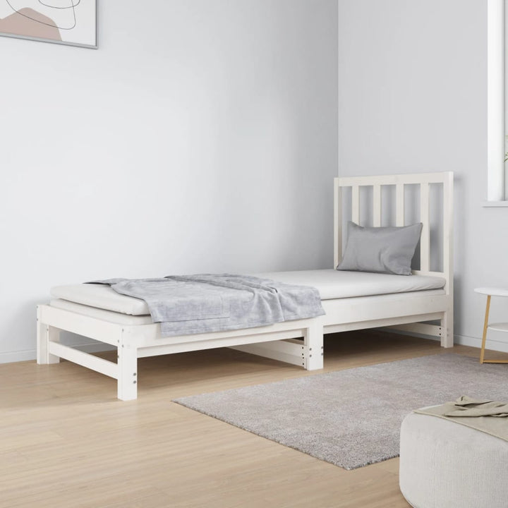 daybed med udtræk 2x(90x190) cm massivt fyrretræ hvid