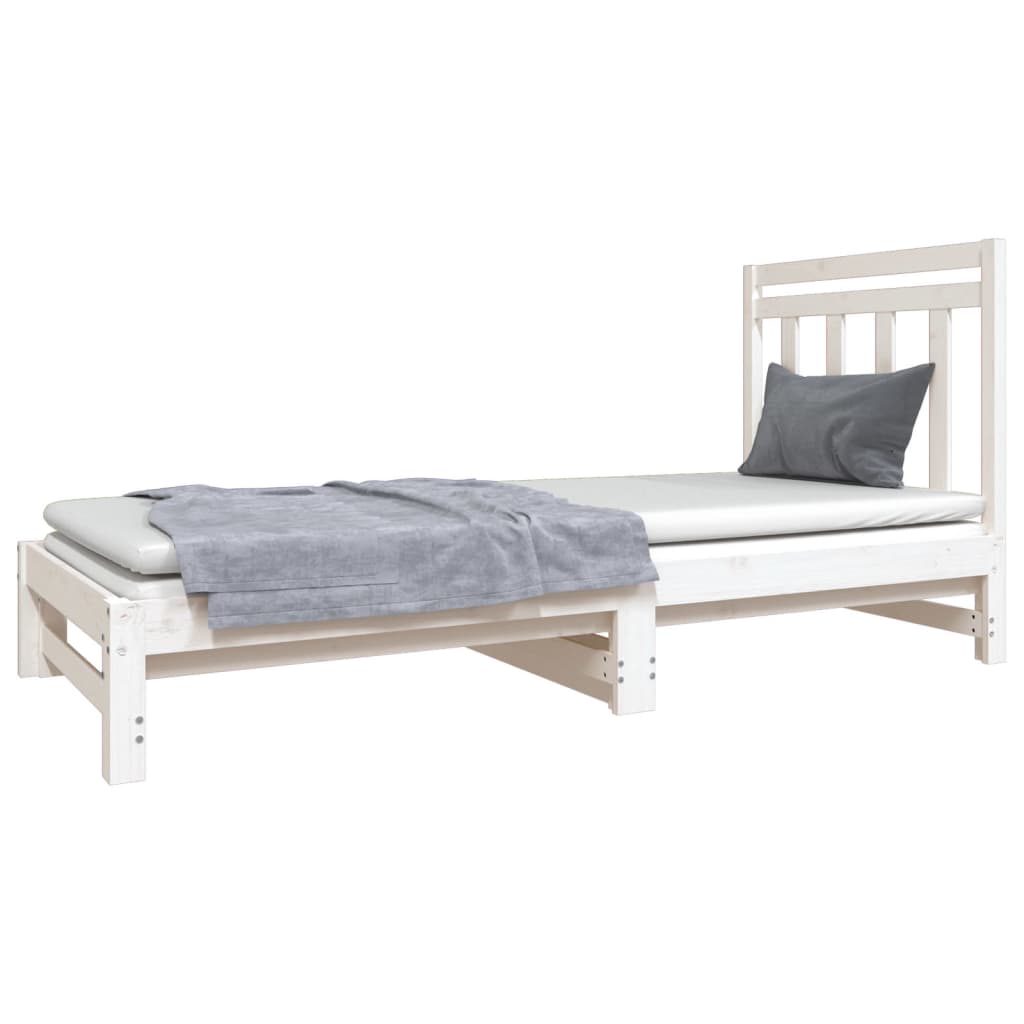 daybed med udtræk 2x(90x190) cm massivt fyrretræ hvid