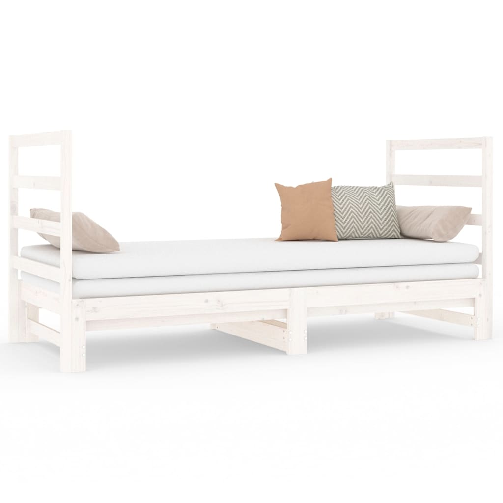 daybed med udtræk 2x(90x190) cm massivt fyrretræ hvid