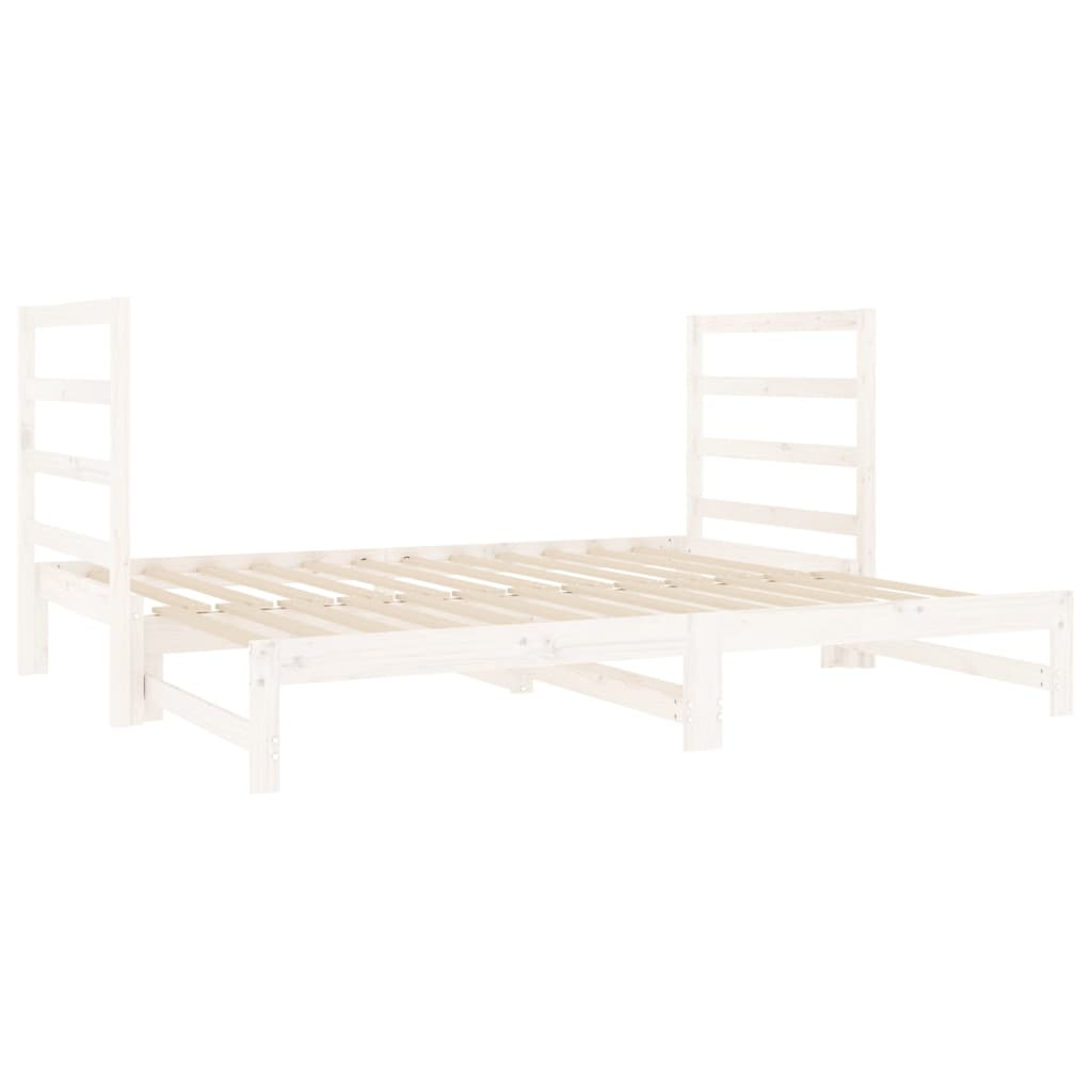 daybed med udtræk 2x(90x190) cm massivt fyrretræ hvid