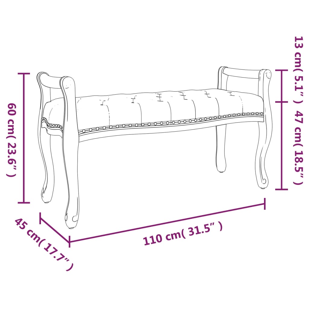 bænk 110x45x60 cm velour lysegrå