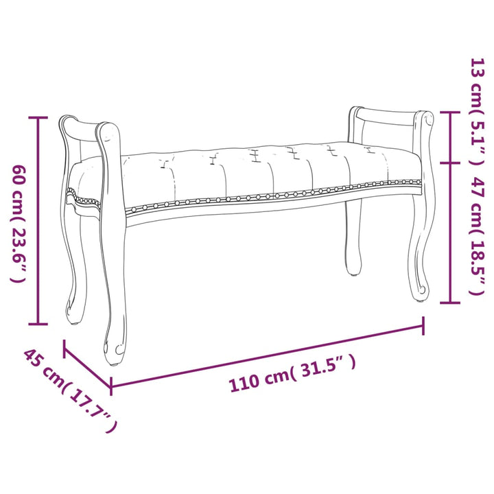 bænk 110x45x60 cm velour lysegrå