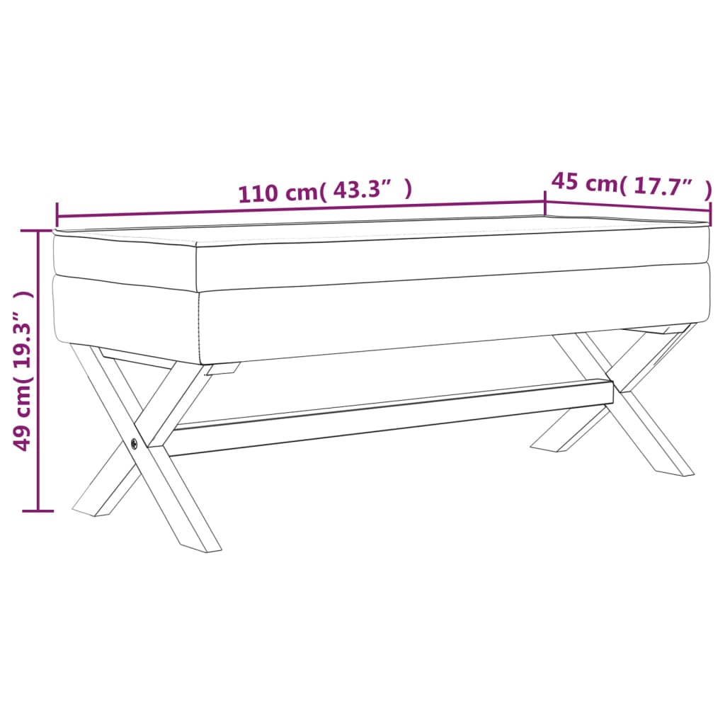 opbevaringsskammel 110x45x49 cm velour mørkegrå