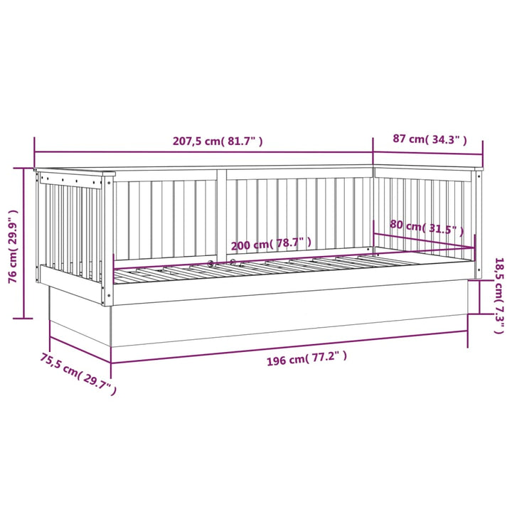 daybed 80x200 cm massivt fyrretræ gyldenbrun