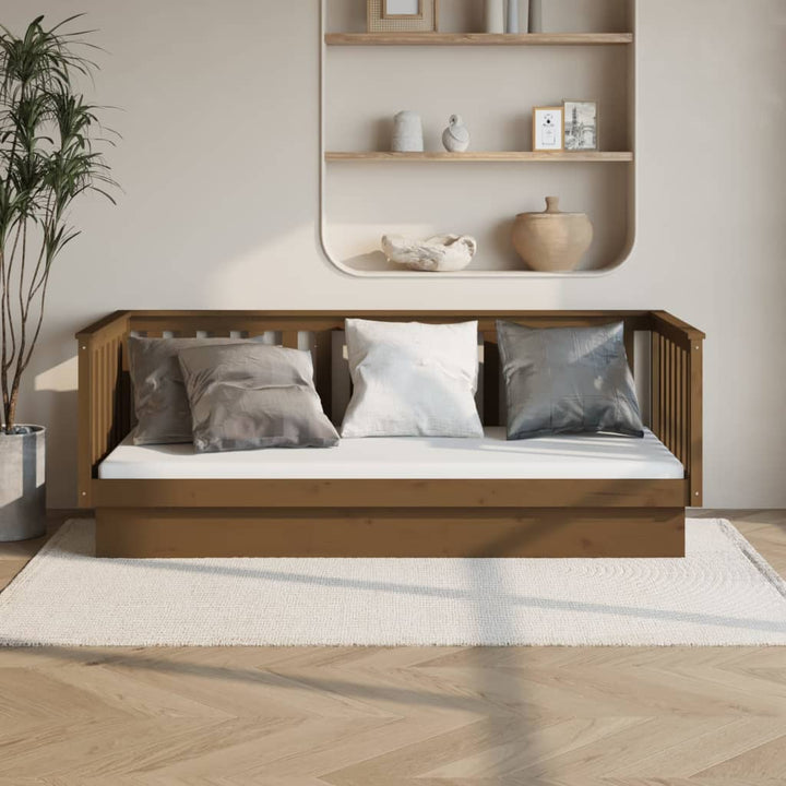 daybed 80x200 cm massivt fyrretræ gyldenbrun