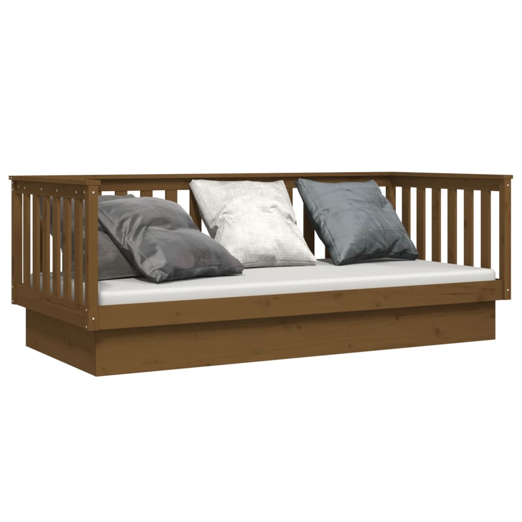 daybed 100x200 cm massivt fyrretræ gyldenbrun