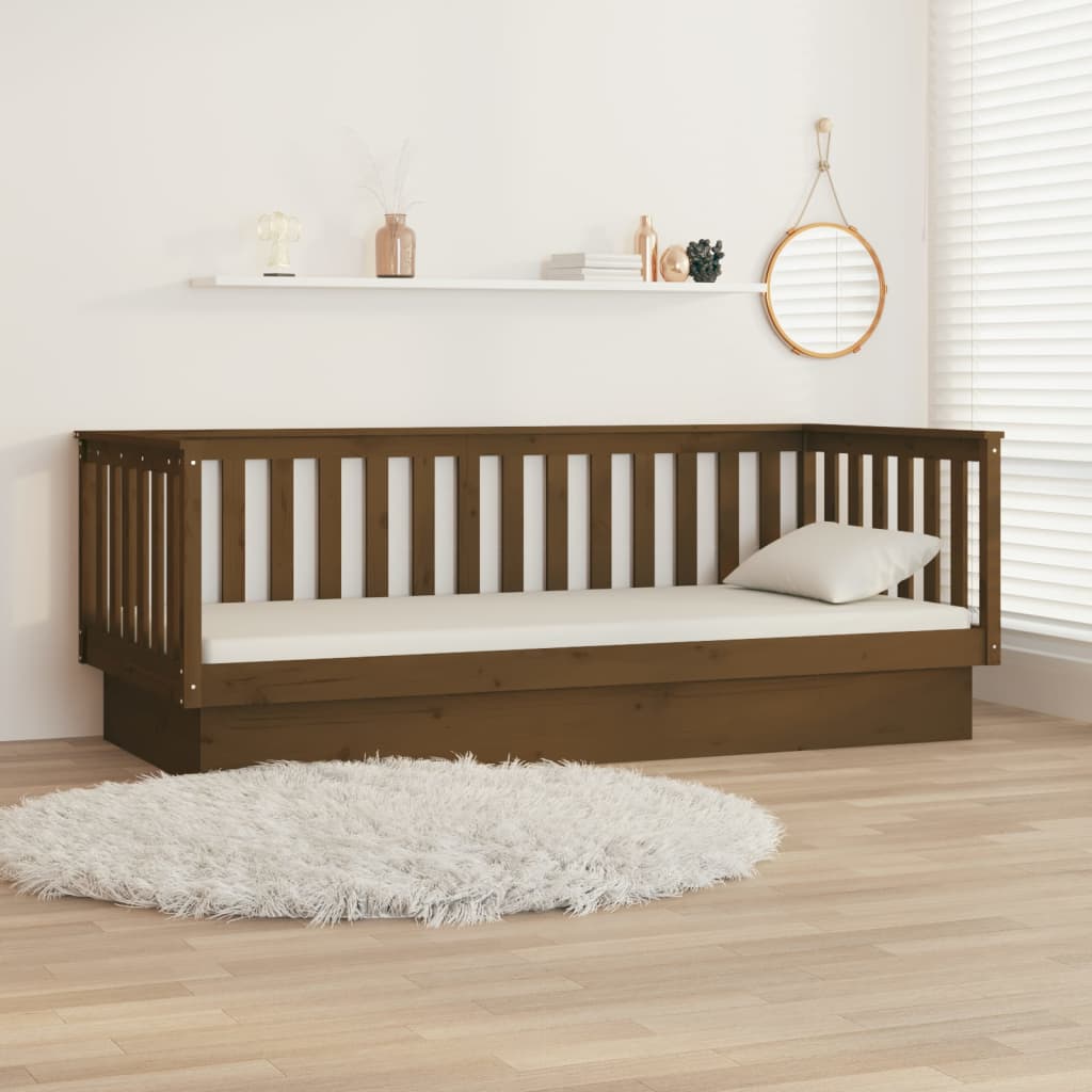 daybed 100x200 cm massivt fyrretræ gyldenbrun