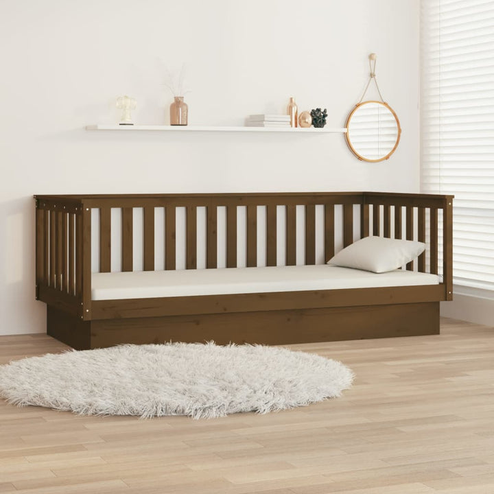 daybed 100x200 cm massivt fyrretræ gyldenbrun