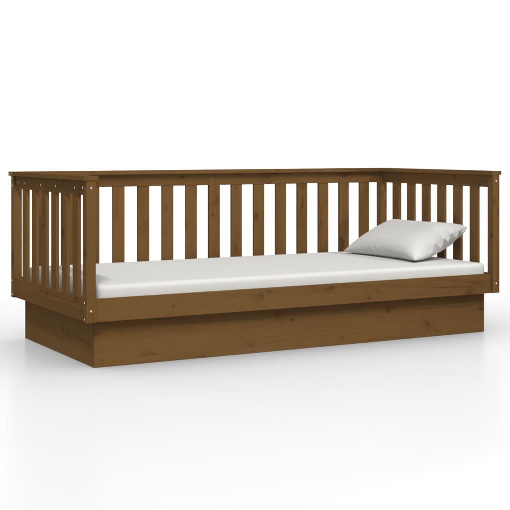 daybed 100x200 cm massivt fyrretræ gyldenbrun